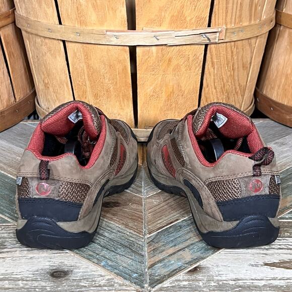 Merrell Azura Waterproof Dark Earth Brown Red Leather Hiking Shoes Womens Size 7 - Picture 8 of 11
